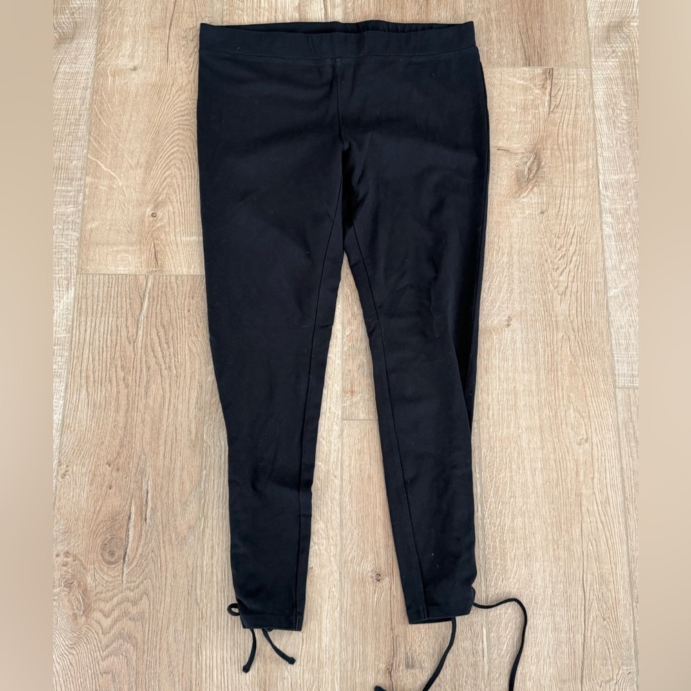 Express Black Lace-Up Ankle Leggings High Rise Stretch Size L
